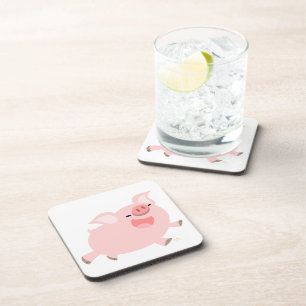 Ensemble de Dessous de verre de cochon joyeux cari