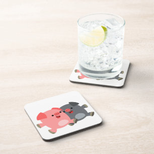 Ensemble de Dessous de verre de cochons de dessin 