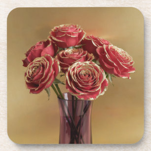 Ensemble de Dessous de verre de roses rouges décou