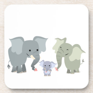 Ensemble de Dessous de verre Famille Eléphant Cart