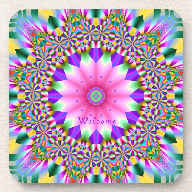 Ensemble de dessous de verre - Fleur artistique en (Devant)