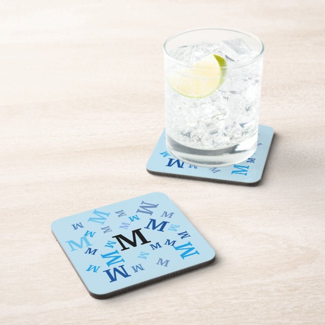 Ensemble de dessous de verre - Lettres bleues méla (Côté Droit)