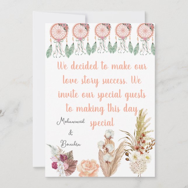 Ensemble de Faire-part de mariage Boho Dreamcatche (Devant)