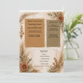 Ensemble de faire-part de mariage luxe Bohème Terr