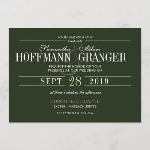 Ensemble de Faire-part de mariage verts traditionn