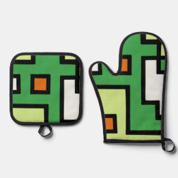 Ensemble De Gant De Cuisine Et De Manique 抽象画 モダン レトロ mapper #1