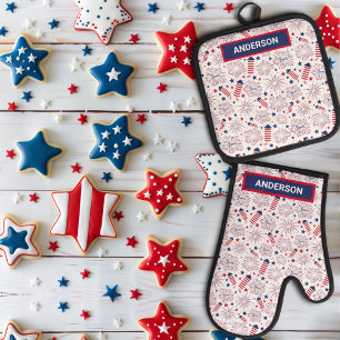 Ensemble De Gant De Cuisine Et De Manique 4 juillet Fête de l'Indépendance BBQ