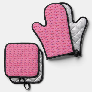 Ensemble De Gant De Cuisine Et De Manique Acier rose courtepointe argent mitaines de four po