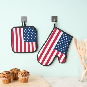 Ensemble De Gant De Cuisine Et De Manique American Flag USA Oven Mitt & Pot Holder Set