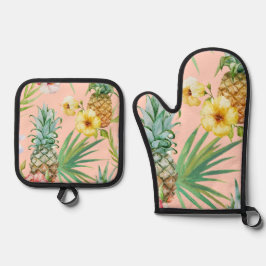 Ensemble De Gant De Cuisine Et De Manique Ananas tropical