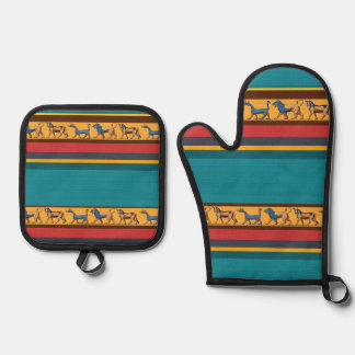Ensemble De Gant De Cuisine Et De Manique Ancien four assyrien Mitt et Pot Holders