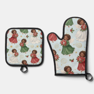 Ensemble De Gant De Cuisine Et De Manique Anges de Noël