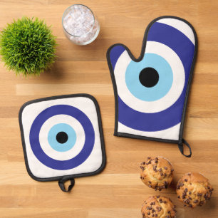 Ensemble De Gant De Cuisine Et De Manique Anneaux Evil Blue Mati