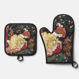 Ensemble De Gant De Cuisine Et De Manique Antique Victorien Conte de Fées La Belle et la Bêt