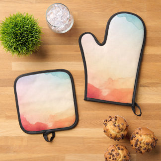 Ensemble De Gant De Cuisine Et De Manique Aquarelle