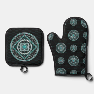 Ensemble De Gant De Cuisine Et De Manique Aquarius Mandala