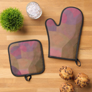 Ensemble De Gant De Cuisine Et De Manique Arches Roses du désert - Géométrie Abstraite chaud