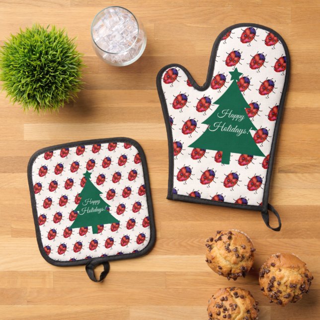 ENSEMBLE DE GANT DE CUISINE ET DE MANIQUE ART LADYBUG (De haut en bas)