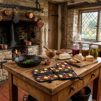 Ensemble De Gant De Cuisine Et De Manique Baies d'agrumes personnalisées 