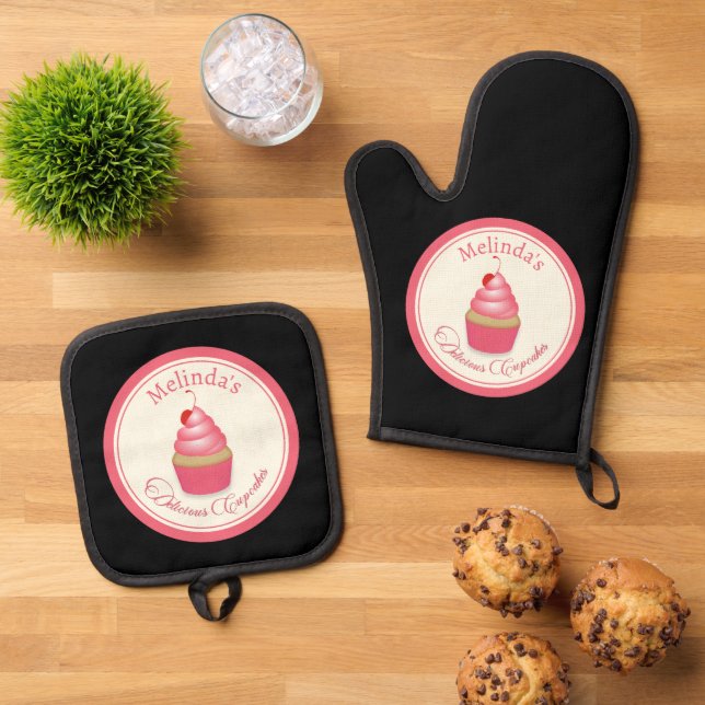 Ensemble De Gant De Cuisine Et De Manique Baker Cupcakes (De haut en bas)