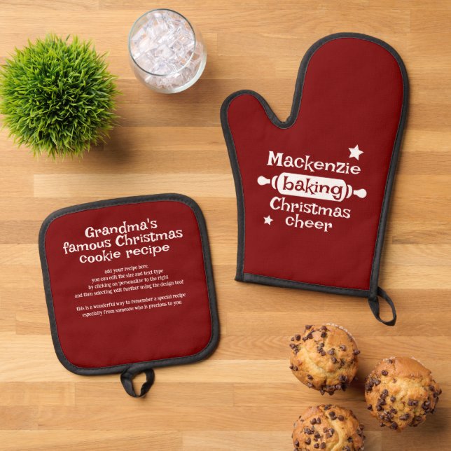 Ensemble De Gant De Cuisine Et De Manique Baking Christmas Cheval (De haut en bas)