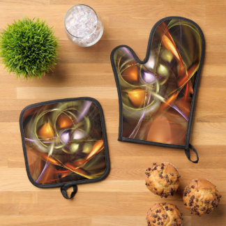 Ensemble De Gant De Cuisine Et De Manique Ballons et Rubans Abstrait
