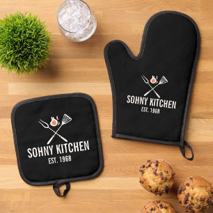 Ensemble De Gant De Cuisine Et De Manique Barbecue personnalisé drôle Cuisine Salle à manger