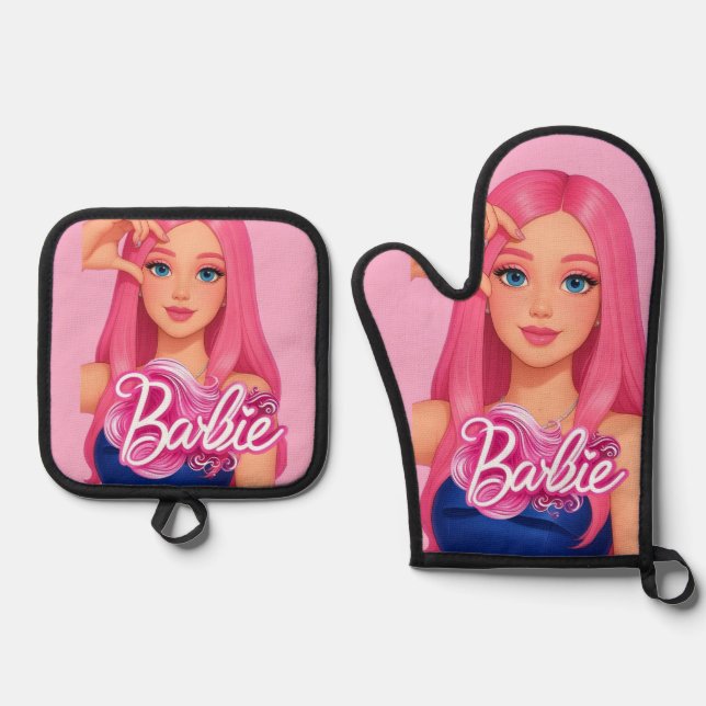 Ensemble De Gant De Cuisine Et De Manique Barbie (Recto)