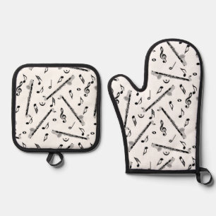 Ensemble De Gant De Cuisine Et De Manique Bass Clarinet Music Note Motif