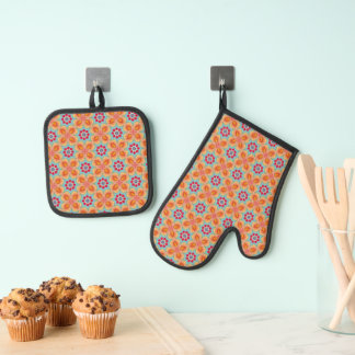 Ensemble De Gant De Cuisine Et De Manique Beauté Vibrante