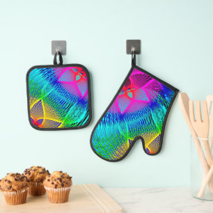 Ensemble De Gant De Cuisine Et De Manique Belles lumières couleur