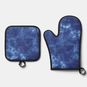 Ensemble De Gant De Cuisine Et De Manique Bleu indigo japonais