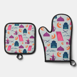 Ensemble De Gant De Cuisine Et De Manique Bon Motif du Ramadan