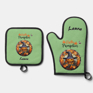 Ensemble De Gant De Cuisine Et De Manique Bonjour Scary Hallowe'en Citrouille