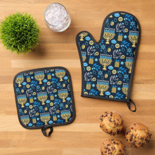 Ensemble De Gant De Cuisine Et De Manique Bonne Hanoukka