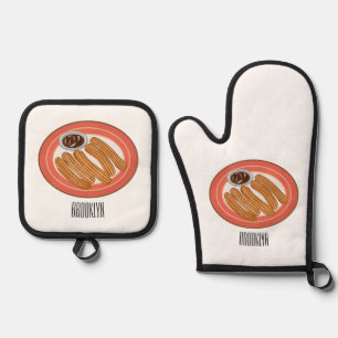 Ensemble De Gant De Cuisine Et De Manique Caricature de Churro