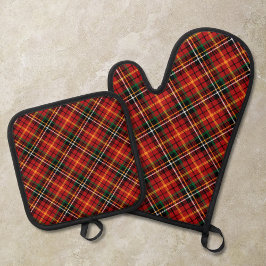 Ensemble De Gant De Cuisine Et De Manique Carreaux Rouges