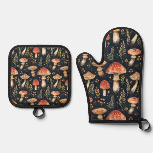 Ensemble De Gant De Cuisine Et De Manique Champignons de la Forêt Magique