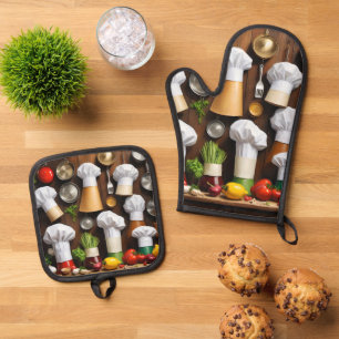 Ensemble De Gant De Cuisine Et De Manique Chef Casquette