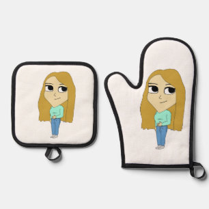 Ensemble De Gant De Cuisine Et De Manique chibi