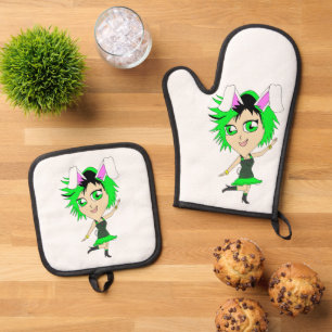 Ensemble De Gant De Cuisine Et De Manique chibi bunnygirl