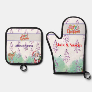 Ensemble De Gant De Cuisine Et De Manique Christmas 