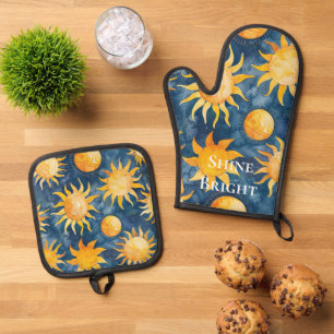 Ensemble De Gant De Cuisine Et De Manique Ciel Soleil Brille Clair