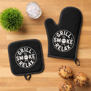 Ensemble De Gant De Cuisine Et De Manique Citation Grill Smoke Relax BBQ