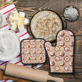 Ensemble De Gant De Cuisine Et De Manique Cocotiers et épices roses