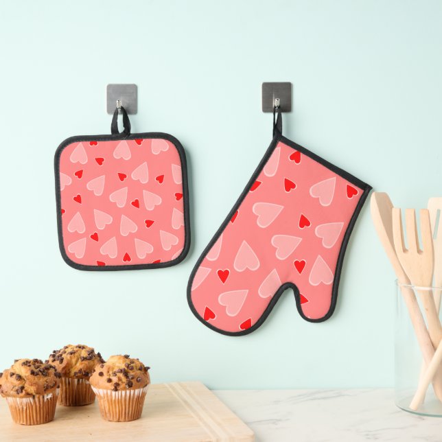 Ensemble De Gant De Cuisine Et De Manique Coeurs (In situ (suspendu))