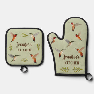 Ensemble De Gant De Cuisine Et De Manique Colibri roux