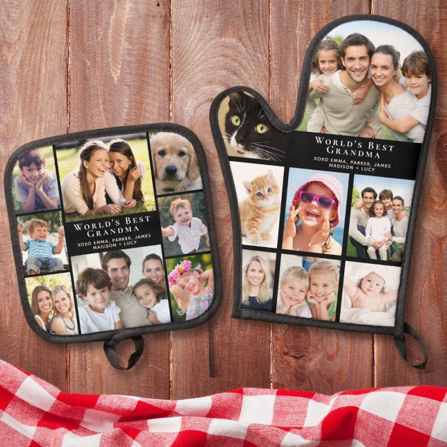 Ensemble De Gant De Cuisine Et De Manique Collage photo de grand-mère (Créateur téléchargé)