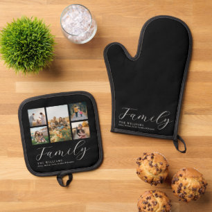 Ensemble De Gant De Cuisine Et De Manique Collection photo personnalisée moderne Famille de 