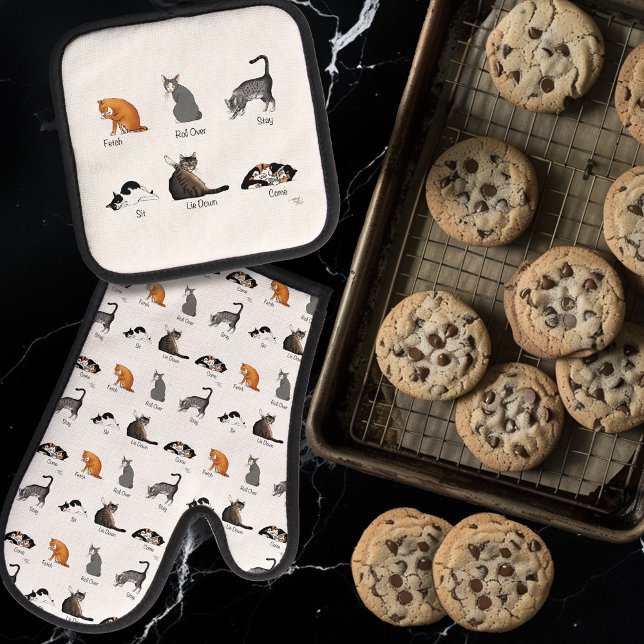 Ensemble De Gant De Cuisine Et De Manique Commandes Cat (Créateur téléchargé)